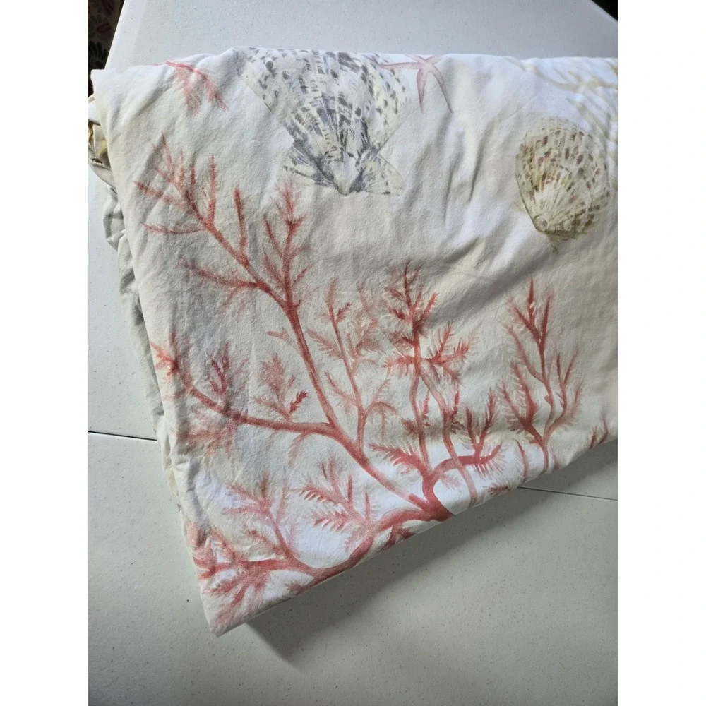 Pottery Barn Atlantic Seashell Duvet Cover Full Queen Coral Beach House